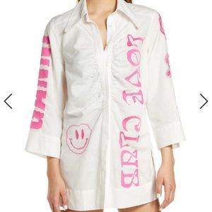 Ganni Love Club Linen Pink stitching cover up SZ 36